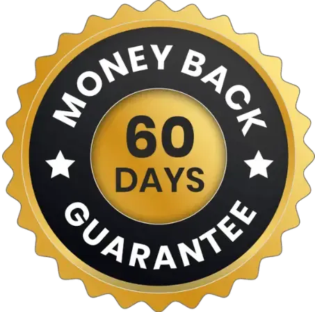 Gold "60-Day Money Back Guarantee" badge.